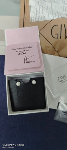 Customer photo review of Silver White Pearl Earrings