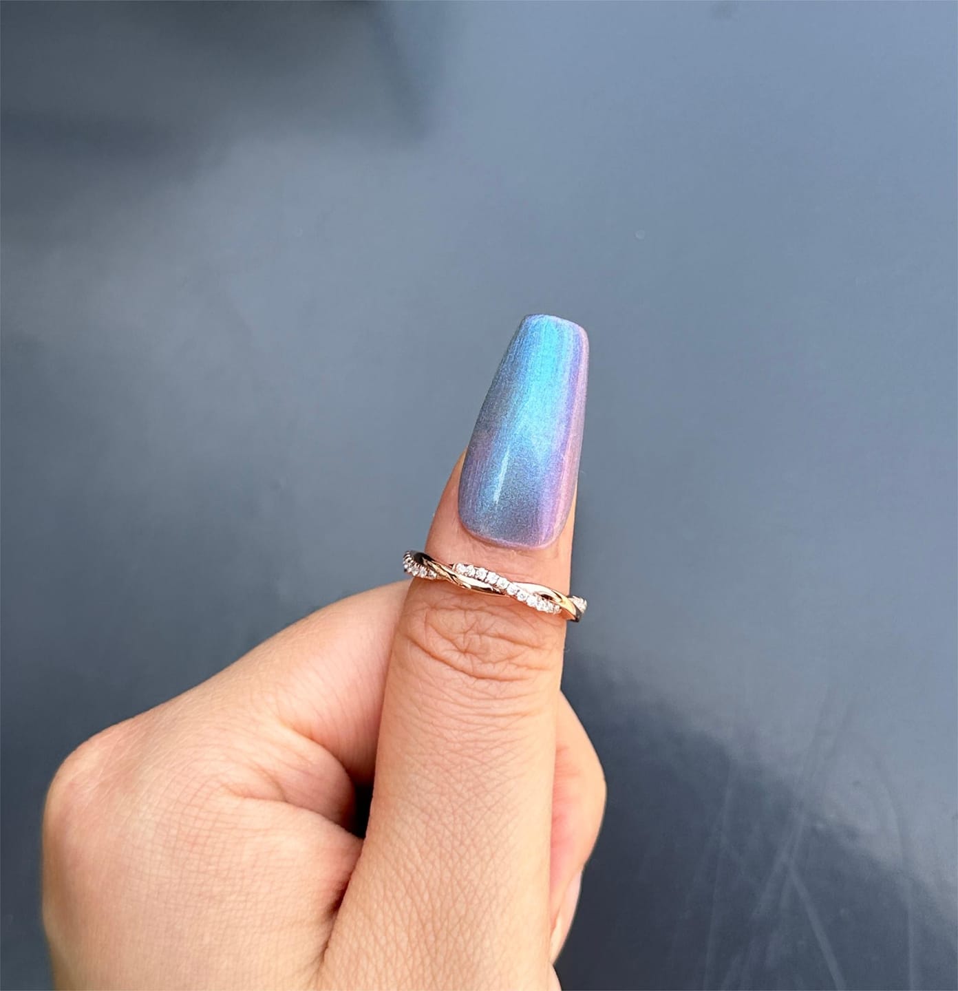 Customer photo review of S925 Moissanite Twist Eternity Wedding Band