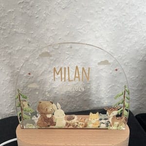 Customer photo review of Personalisierte Nachtlampe für Kinder - Waldtiere - Name und Geburtsdatum