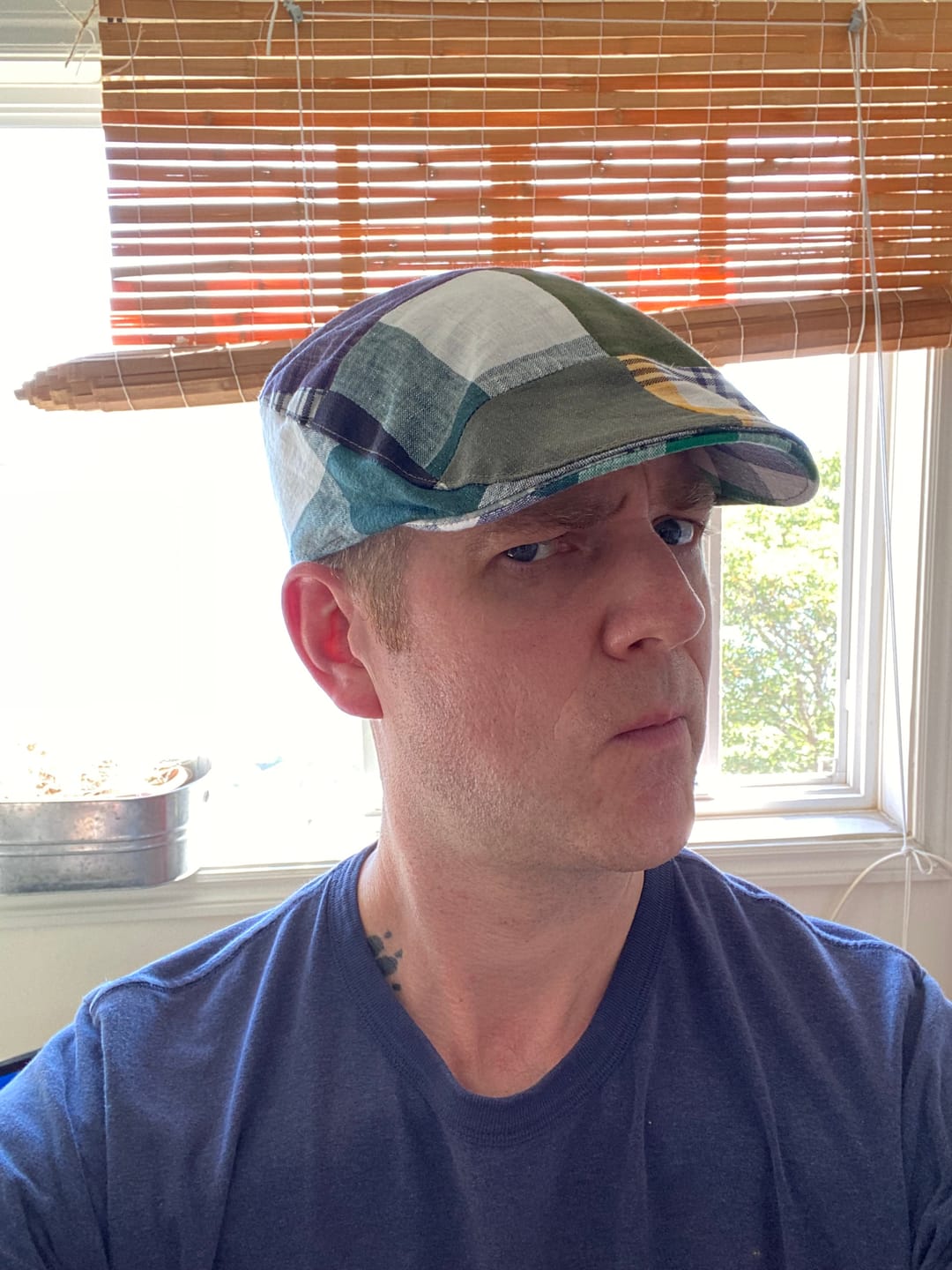 Customer photo review of Donegal Touring Cap Patchwork Linen