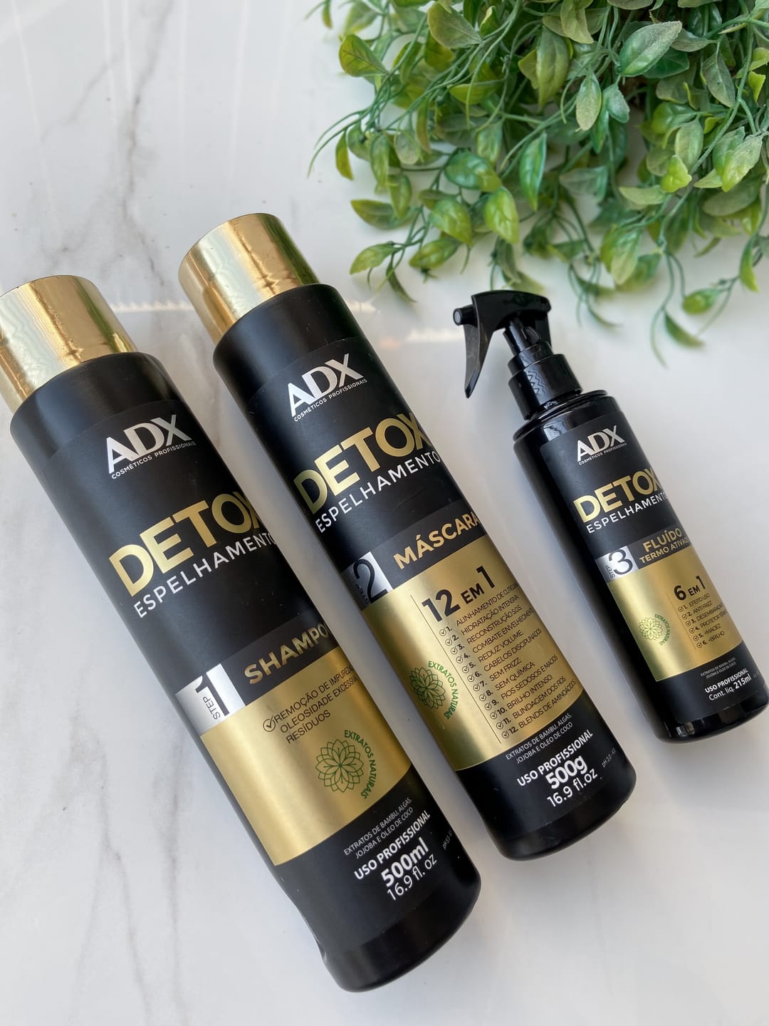 Customer photo review of Kit Detox Espelhamento Alisamento e Controle de Volume 500ml