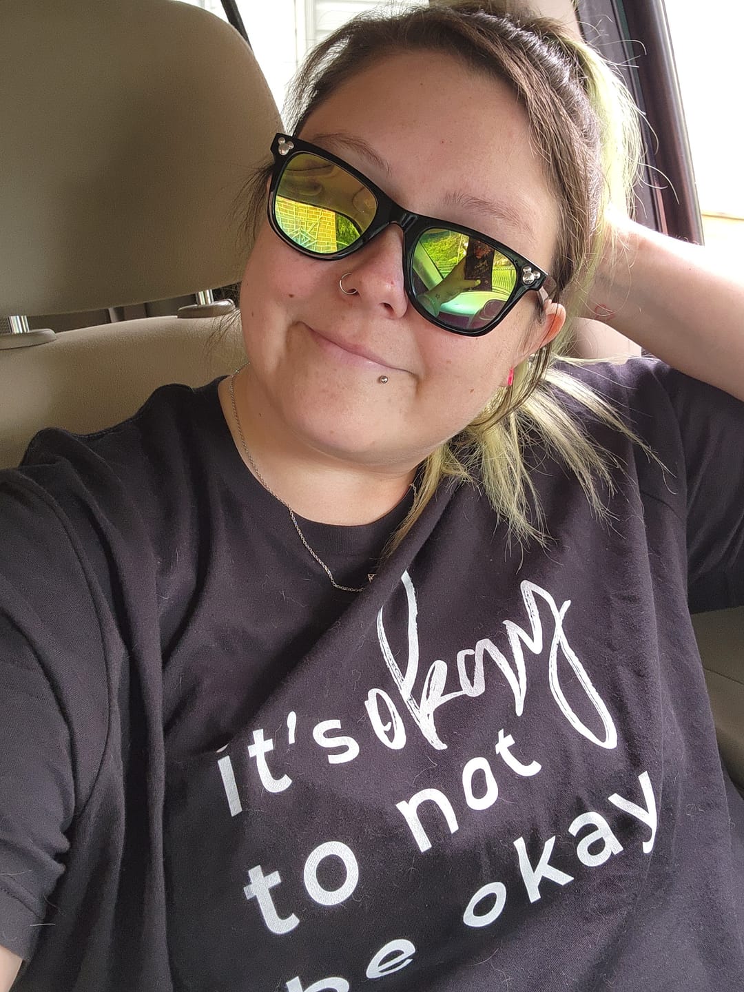Customer photo review of It's Okay To Not Be Okay T-Shirt
