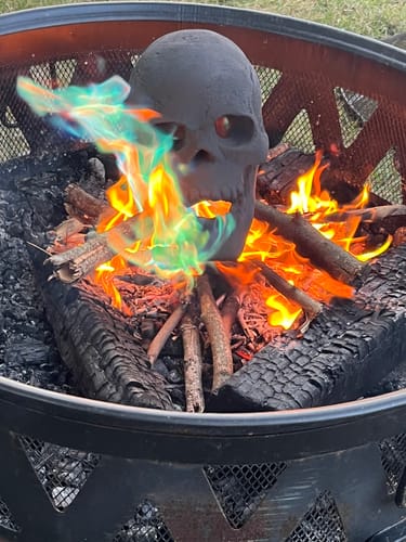Customer photo review of Just Love Skulls Fire Pit Log