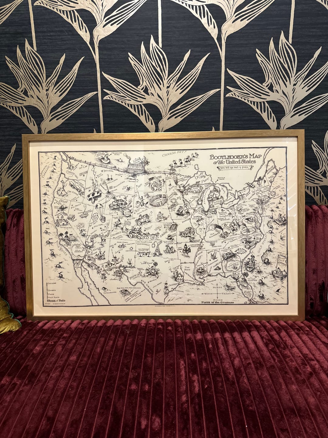 Customer photo review of Old Alcohol Bootlegger's Map of the United States, 1926 by McCandlish - Prohibition-Era Comic Map of the US