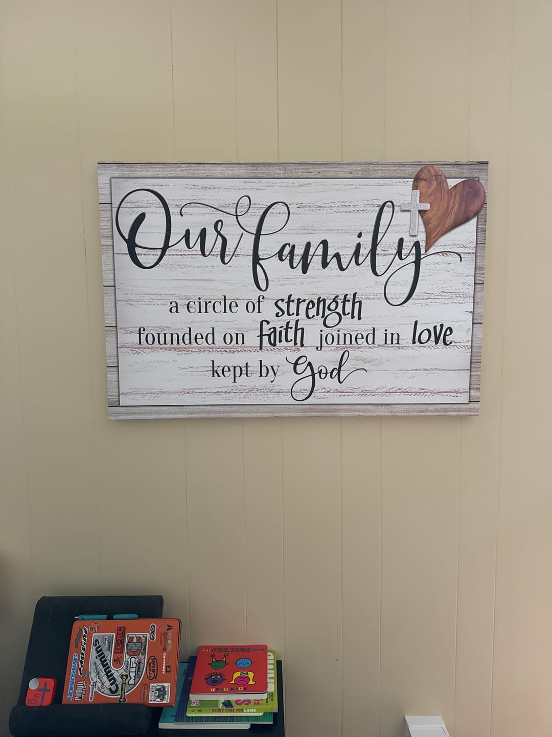 Customer photo review of Our family a circle of strength Christian family wall art canvas