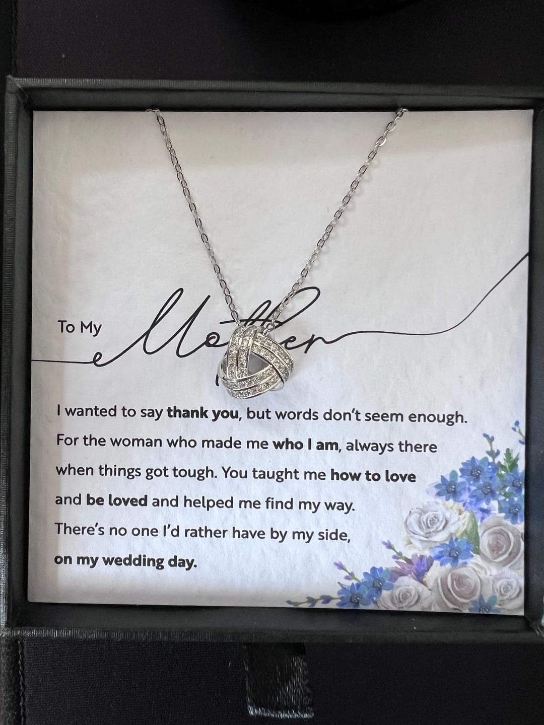 Customer photo review of On My Wedding Day - Mother of The Bride - Infinity Knot Necklace