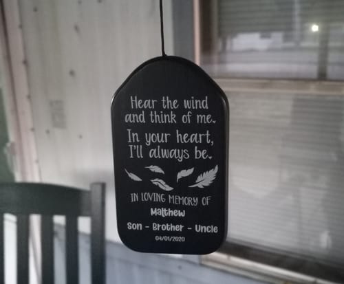 Customer photo review of In The Loving Memory Personalized Wind Chimes Gifts
