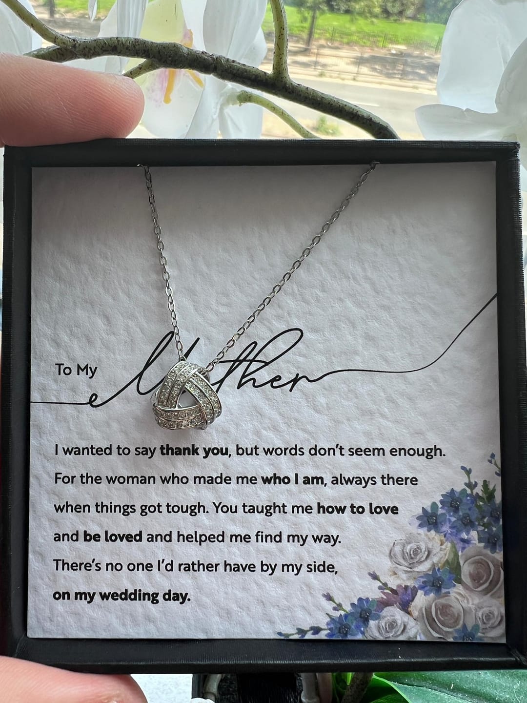 Customer photo review of On My Wedding Day - Mother of The Bride - Infinity Knot Necklace