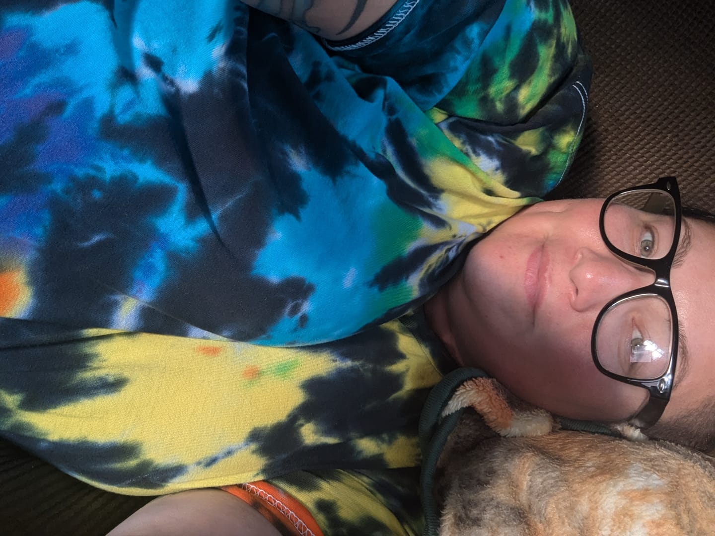 Customer photo review of Black Rainbow Splat Tie Dye T Shirt