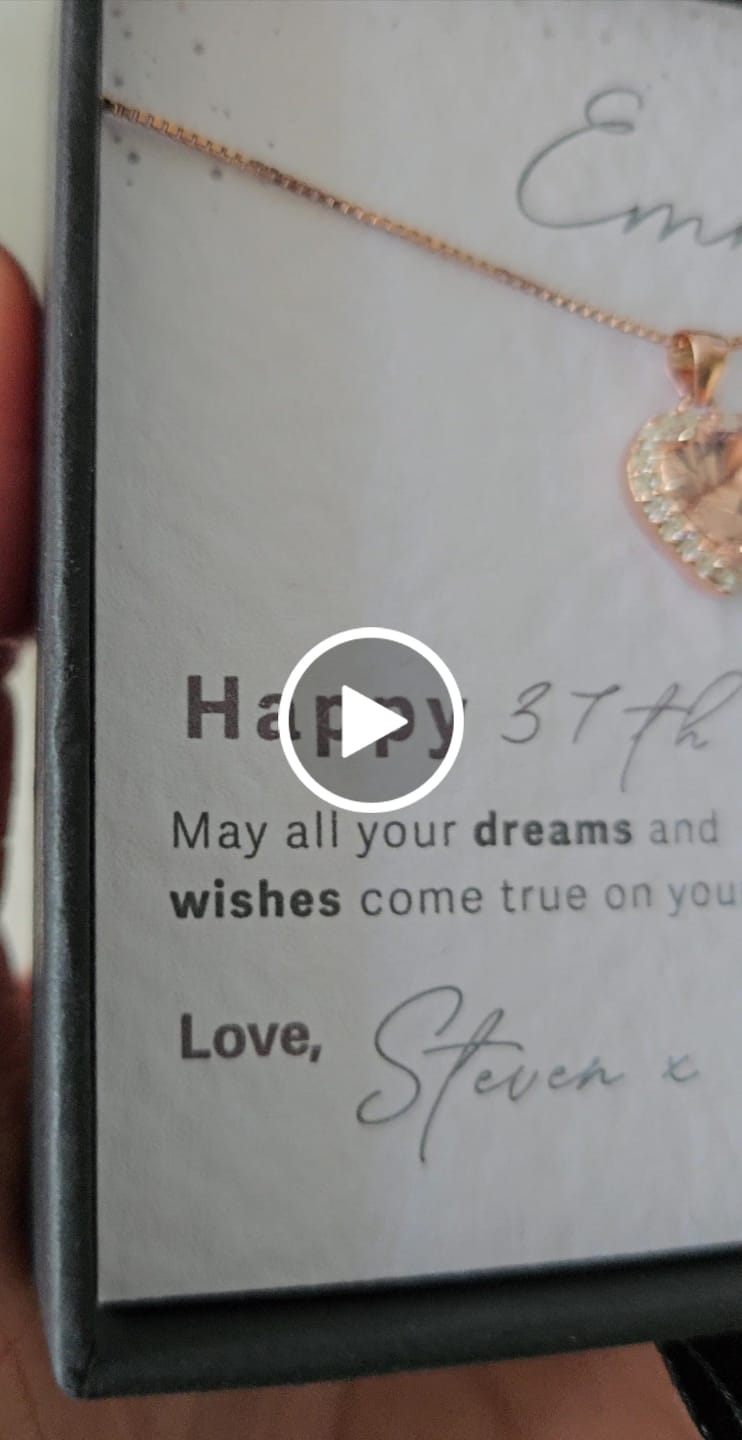 Customer video review of Customisable Birthday  Pink Morganite Heart Necklace