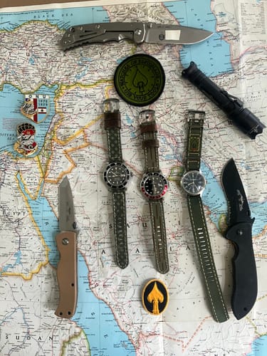 Customer photo review of Horween Leather and Canvas Strap