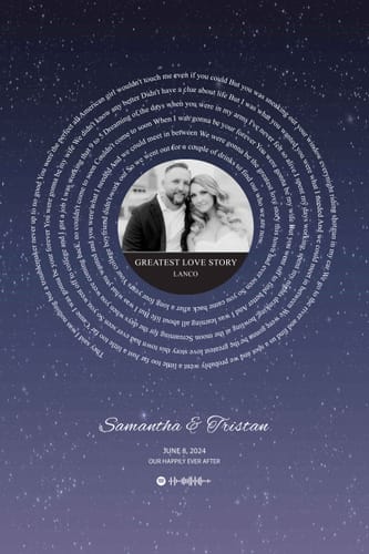 Customer photo review of Custom Music Lyrics Canvas