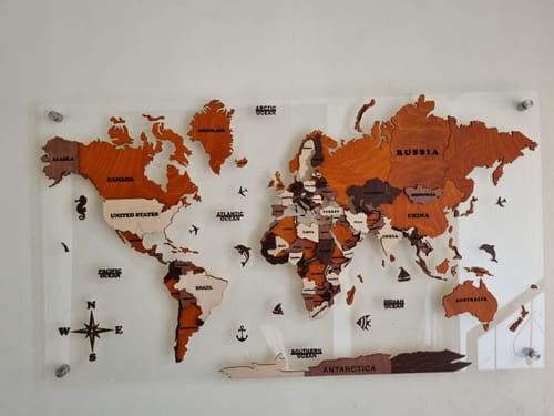 Customer photo review of 3D Wooden World Map Multicolor