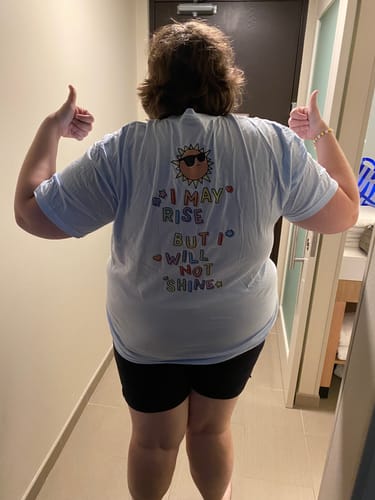 Customer photo review of I Will Not Shine (front & back) Unisex Comfort Colors t-shirt