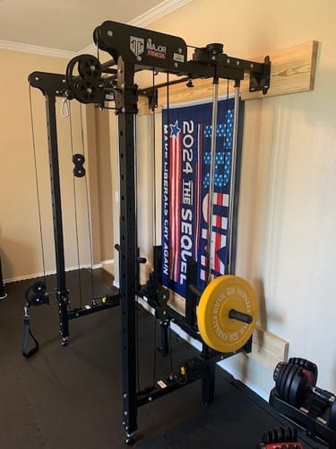 Customer photo review of MAJOR FITNESS All-In-One Home Gym Folding Power Rack Package Lightning F35