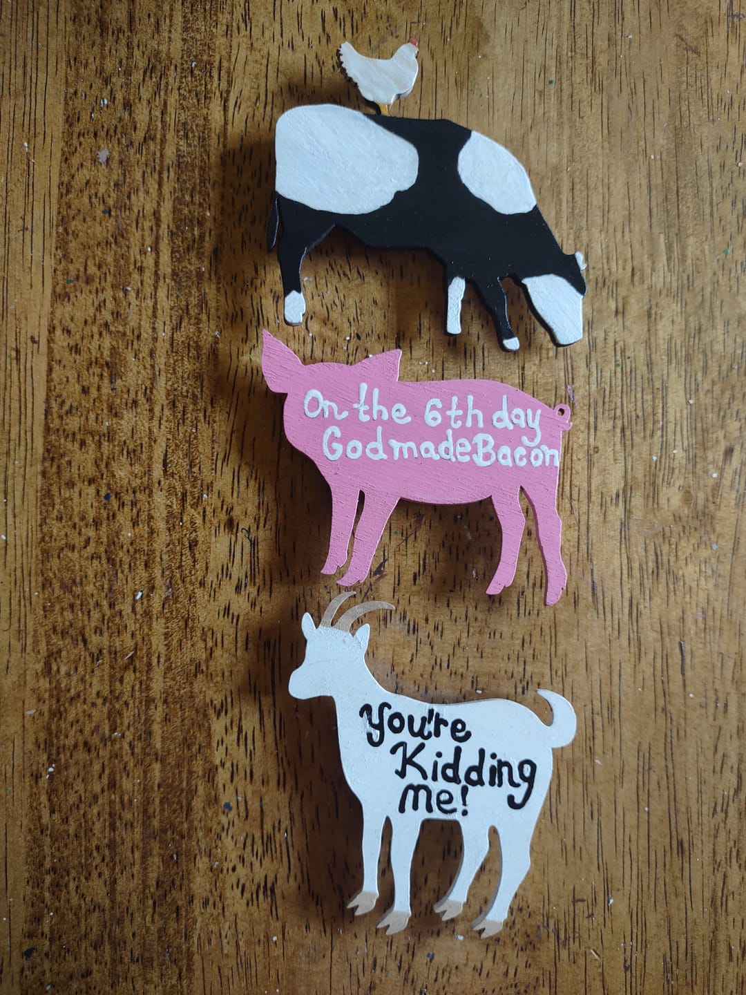 Customer photo review of Unfinished Wood Cow Chicken Shape - Craft - up to 36" DIY