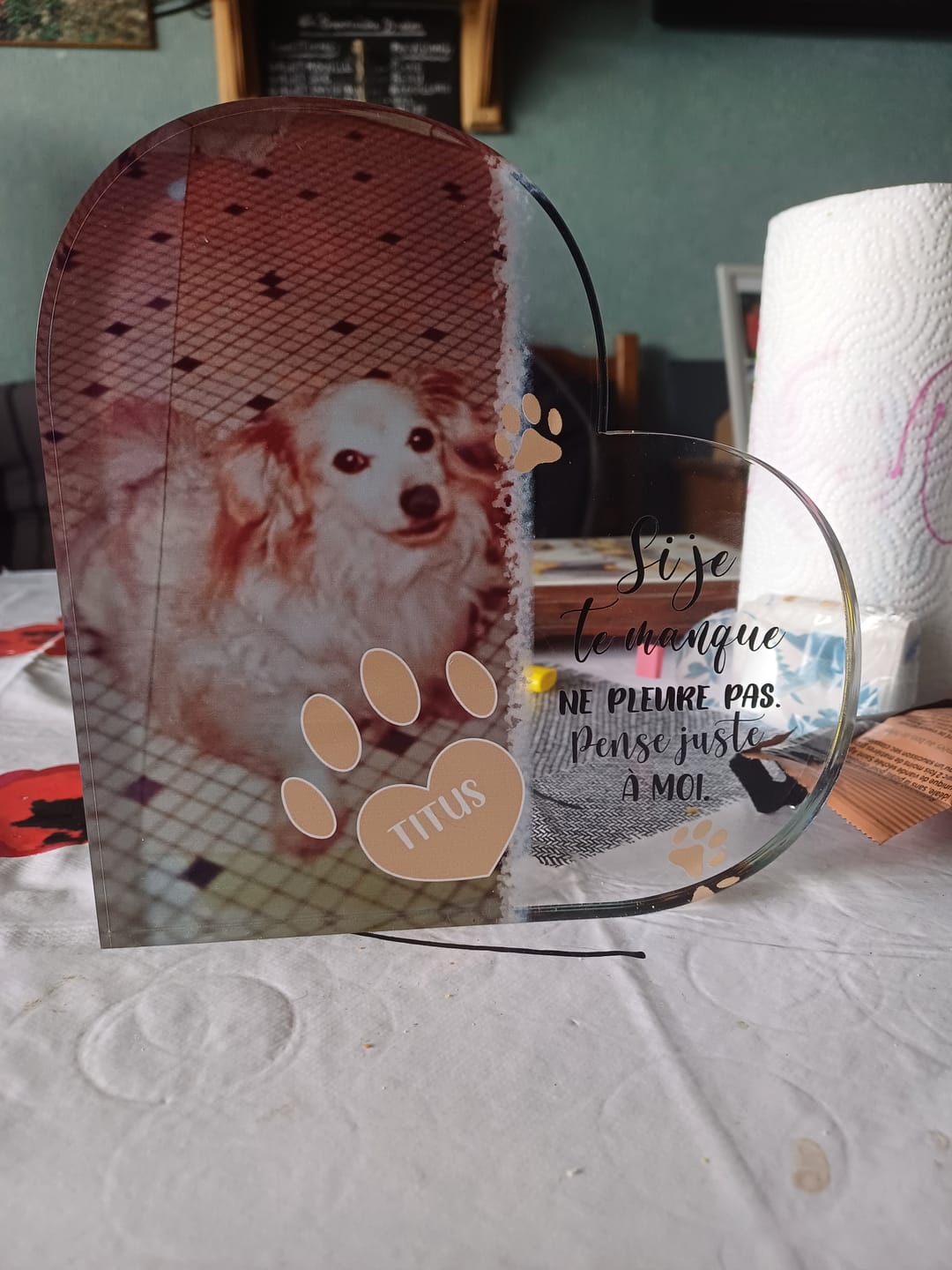 Customer photo review of Si je te manque - Cœur en verre personnalisé