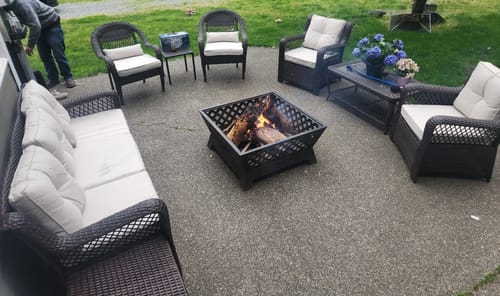 Customer photo review of Patio Furniture Set, 6 Pcs Rattan Outdoor Conversation Sets with Ottoman, Brown