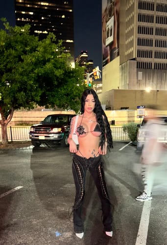 Customer photo review of BUTTERFLY BIKINI SET (BLACK DENIM)