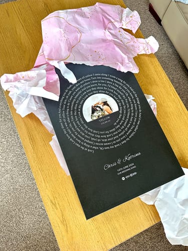 Customer photo review of Custom Music Lyrics Canvas