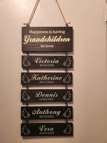 Customer photo review of Personalized Engraved Grandchildren Hanging Decorative Sign