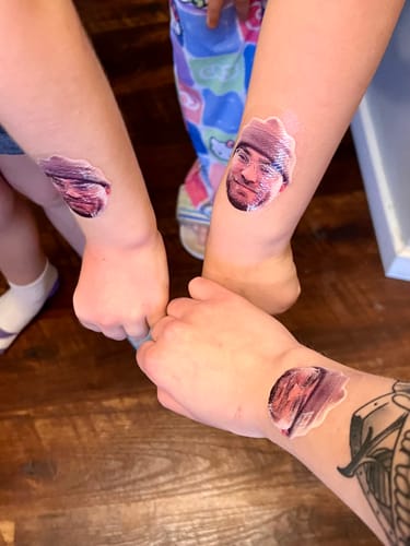 Customer photo review of Custom Photo Face Temporary Tattoo