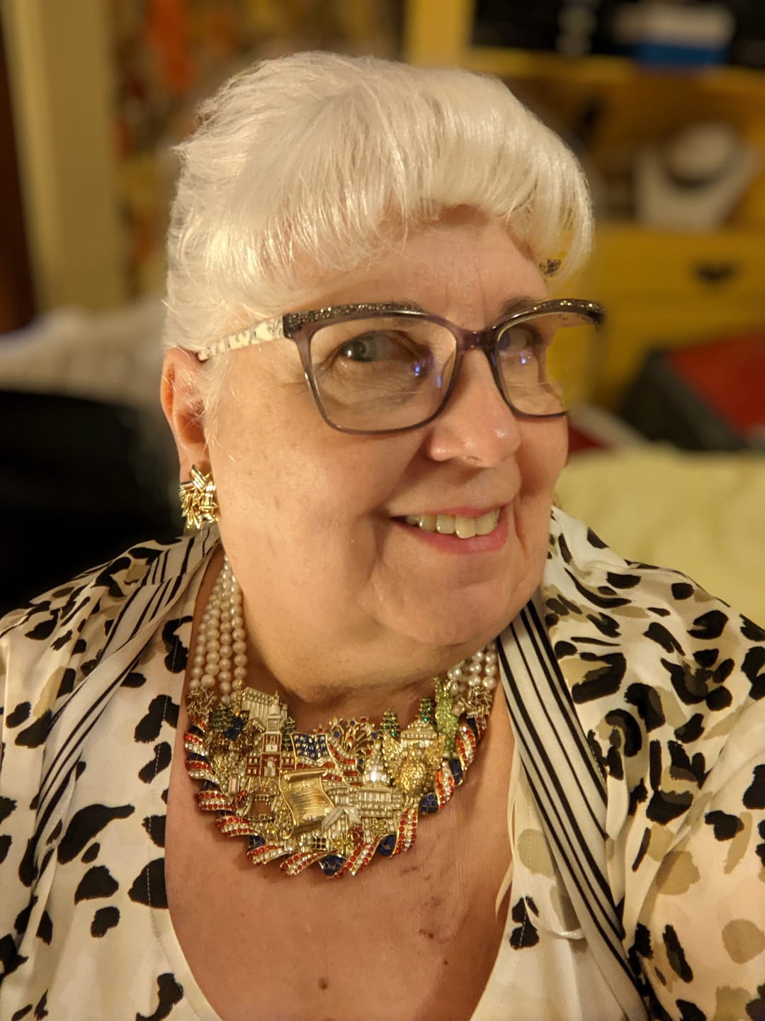 Customer photo review of HEIDI DAUS®"Live Free & Sparkle" Crystal & Enamel  Button Earrings