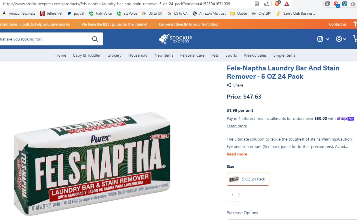 Customer photo review of Fels-Naptha Laundry Bar And Stain Remover - 5 OZ 24 Pack