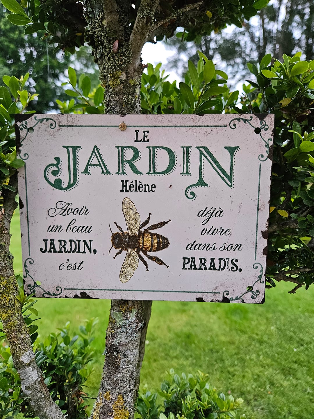 Customer photo review of Joie dans le jardin – Outdoor-Pancarte de porte