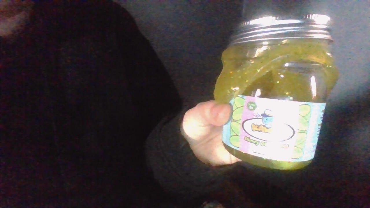 Customer photo review of Shimmery Pickle Clear Slime