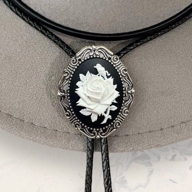 Customer photo review of Rose bolo tie - Western Gifts for Her Bolo Tie - Indian Leather Western Wedding Necktie Mens Necklace Bola with Cabochon Rodeo