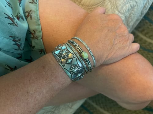 Customer photo review of Navajo Palomino Turquoise & Sterling Silver Cuff Bracelet