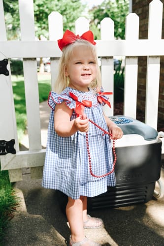 Customer photo review of Summer Blues Smocked Bow Dress