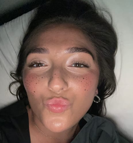 Customer photo review of Stardust Speckles + Faux Freckles Makeup Patches