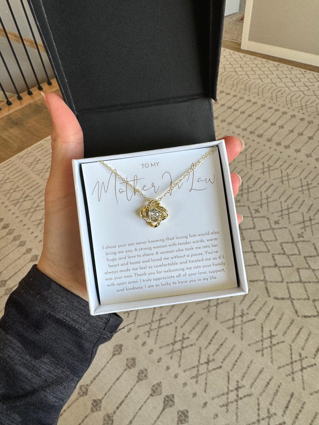 Customer photo review of Mother In Law Gift - Love Knot Necklace
