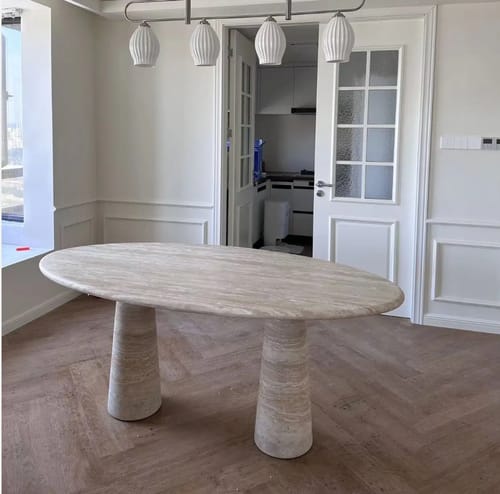 Customer photo review of Grace Travertine Dining Table