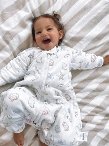 Customer photo review of Organic Cotton & Camel Wool Long Sleeve Sleep Sack With Legs 1.0 TOG - Shell