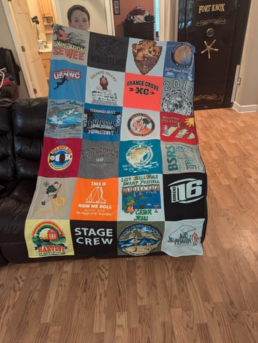 T-shirt quilt featuring orange grove high school cross country team by Amy from SC
