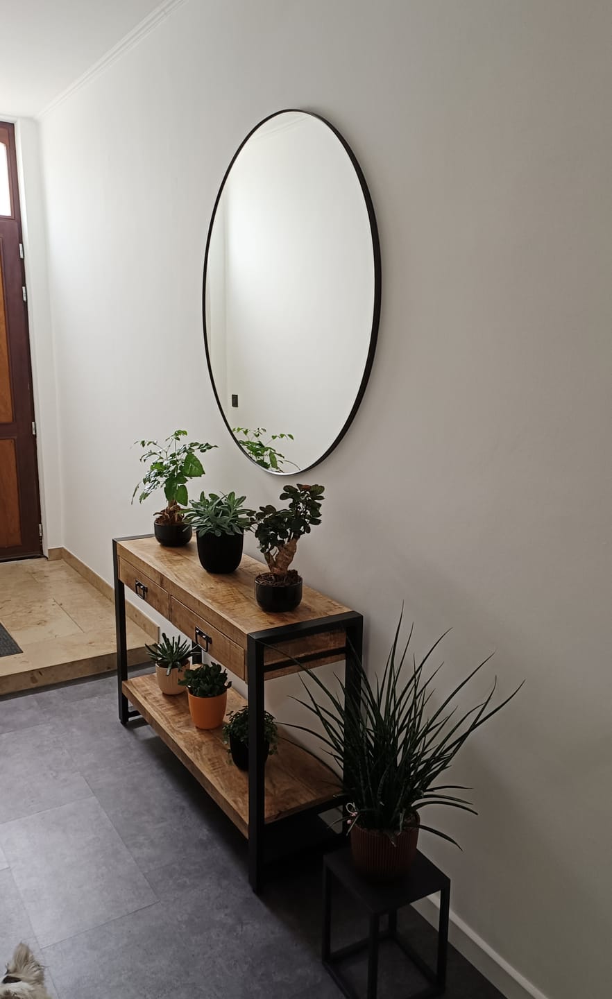 Customer photo review of Sidetable Mangohout en Staal | 120 x 35 x 76 cm