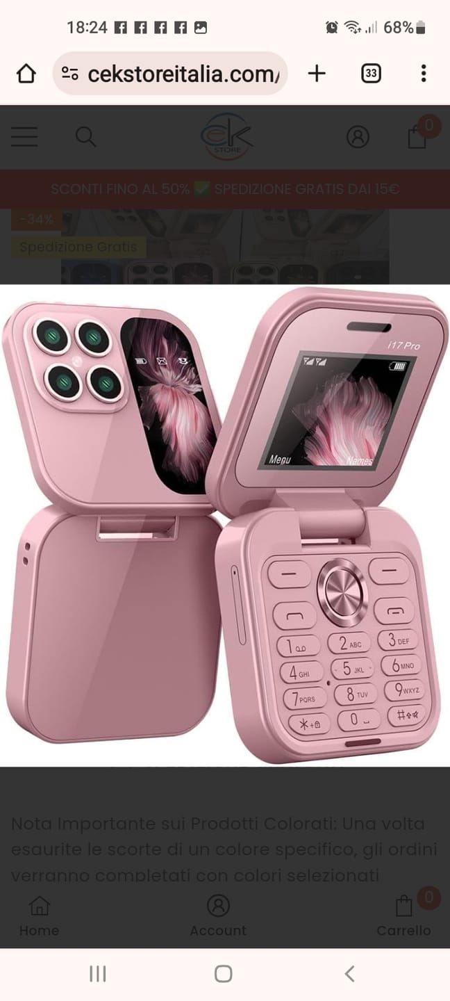 Customer photo review of i17 PRO - Mini Telefono cellulare pieghevole, Fotocamera HD, Messaggi, Internet, Radio Fm, Dual Sim, Torcia, Pieghevole