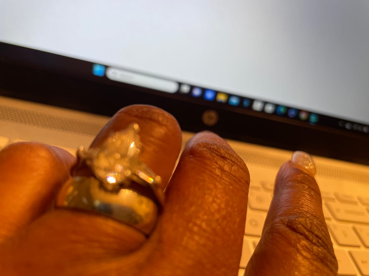 Customer photo review of Round Moissanite Sterling Silver Wedding Band Stackable Ring