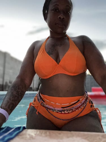 Customer photo review of *Rare Find* Royal Noir African Waist beads- Select 5 for 50% Off at checkout 🔥