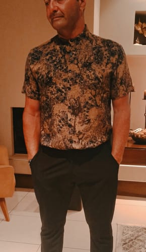 Customer photo review of Chemise Vintage décontractée à manches courtes pour hommes, imprimé Floral rétro
