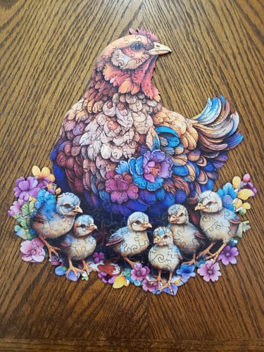Customer photo review of Hens And Chicks Wooden Jigsaw Puzzle