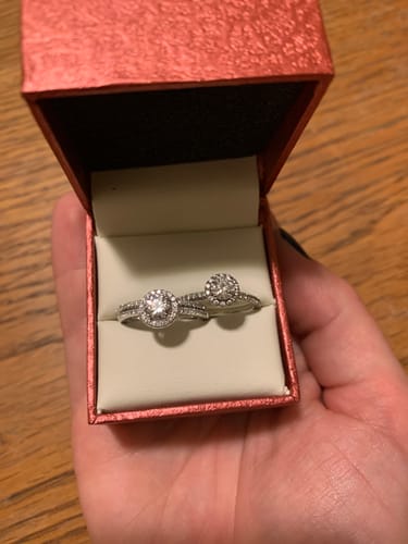 Customer photo review of Halo CZ Ring Set in Sterling Silver