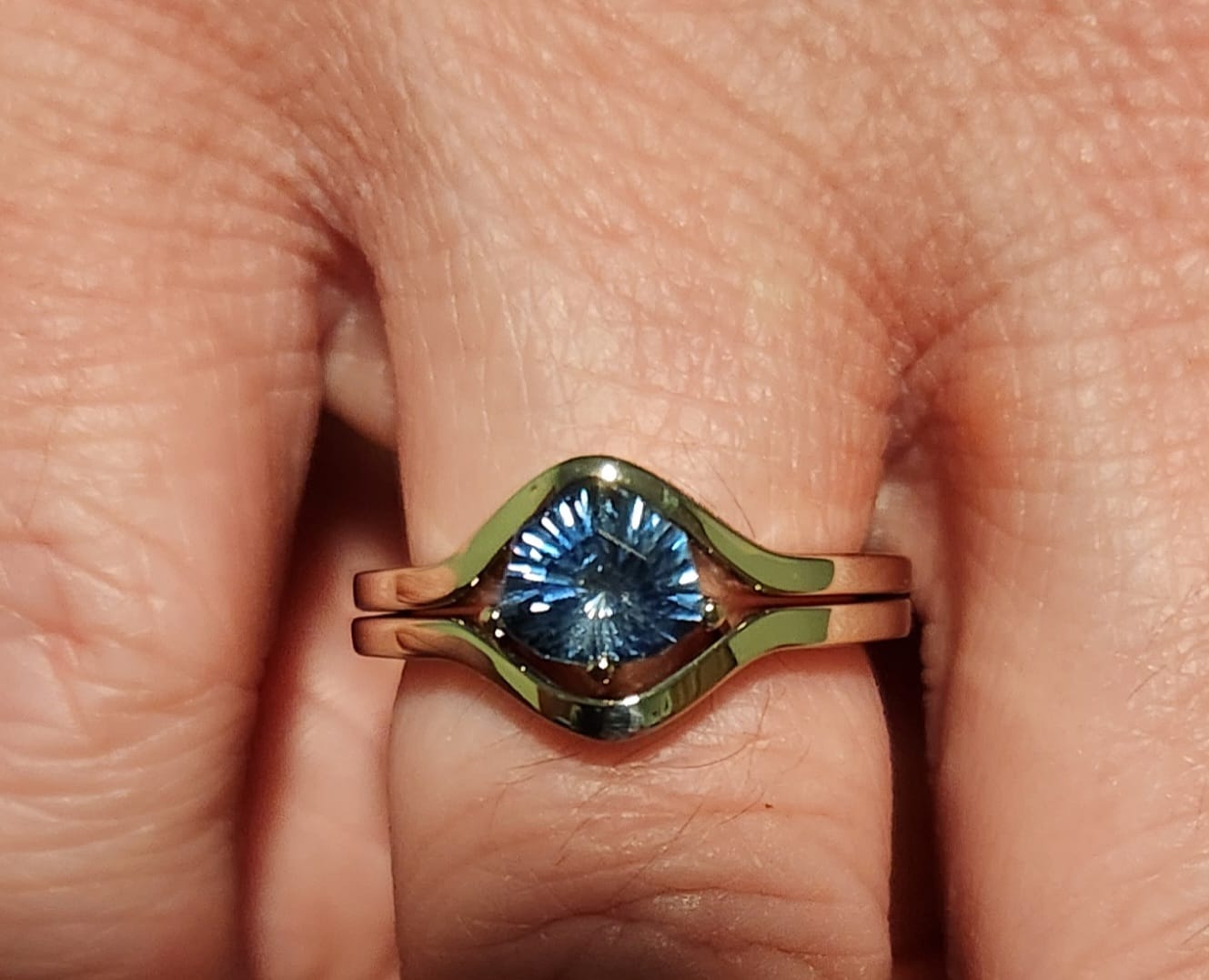 Customer photo review of Custom Listing - 1.2 Carat Sapphire Inline Channel Ring Set