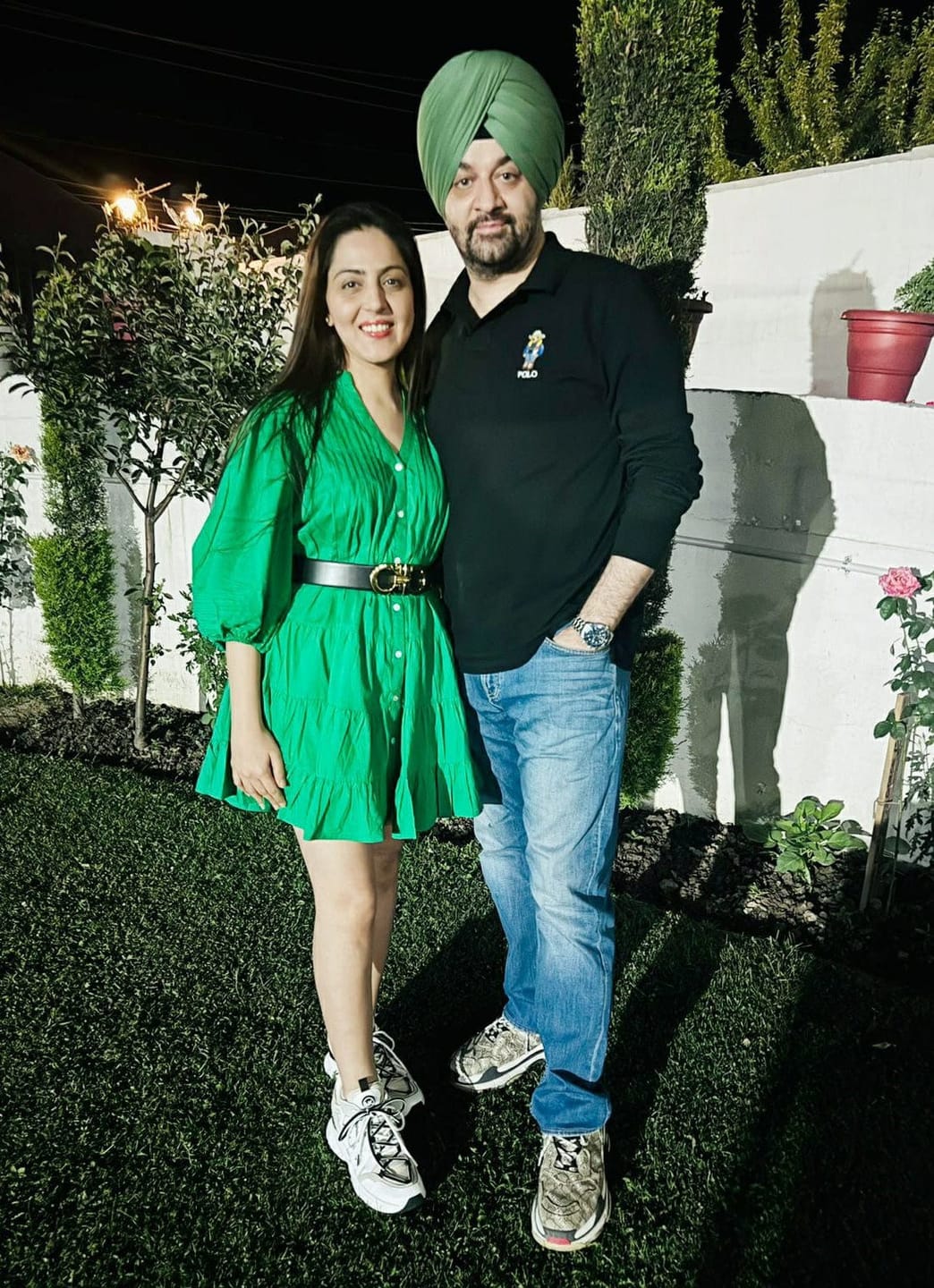 Customer photo review of Anna Forest Green Cotton Midi Dress