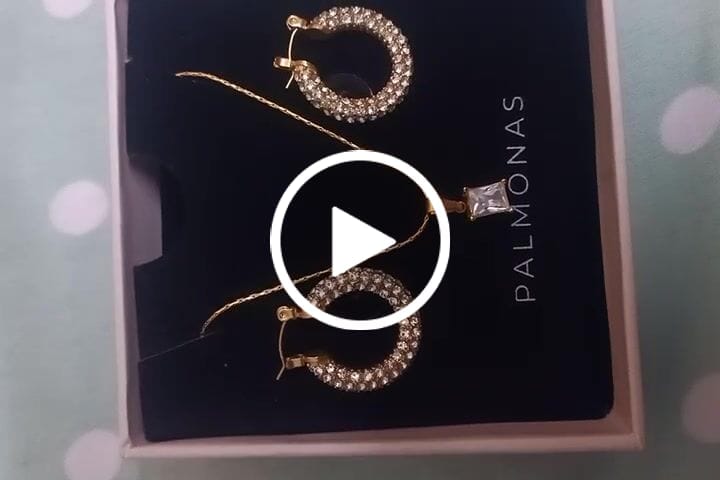 Customer video review of Diamond Studded Hoop Earrings