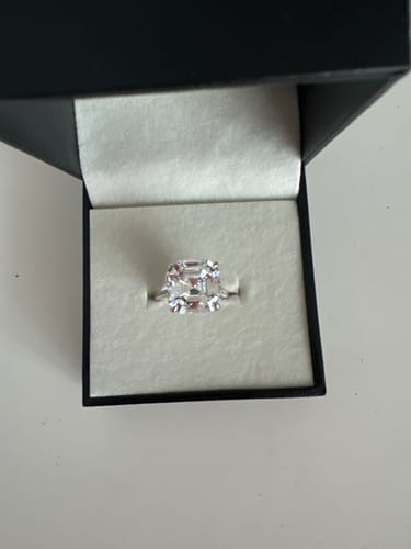 Customer photo review of Louily Stunning Asscher Cut Women's Engagement Ring In Sterling Silver