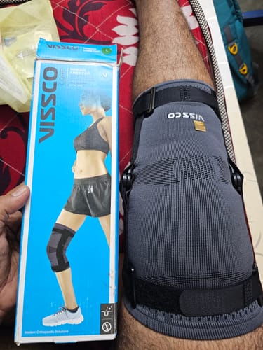 Customer photo review of Hinged Knee Cap | Supports the Knee joint with mediolateral hinges | Color - Grey (Single Piece)